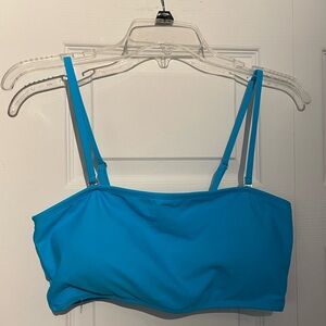 Blue bandeau high waisted swimsuit bikini